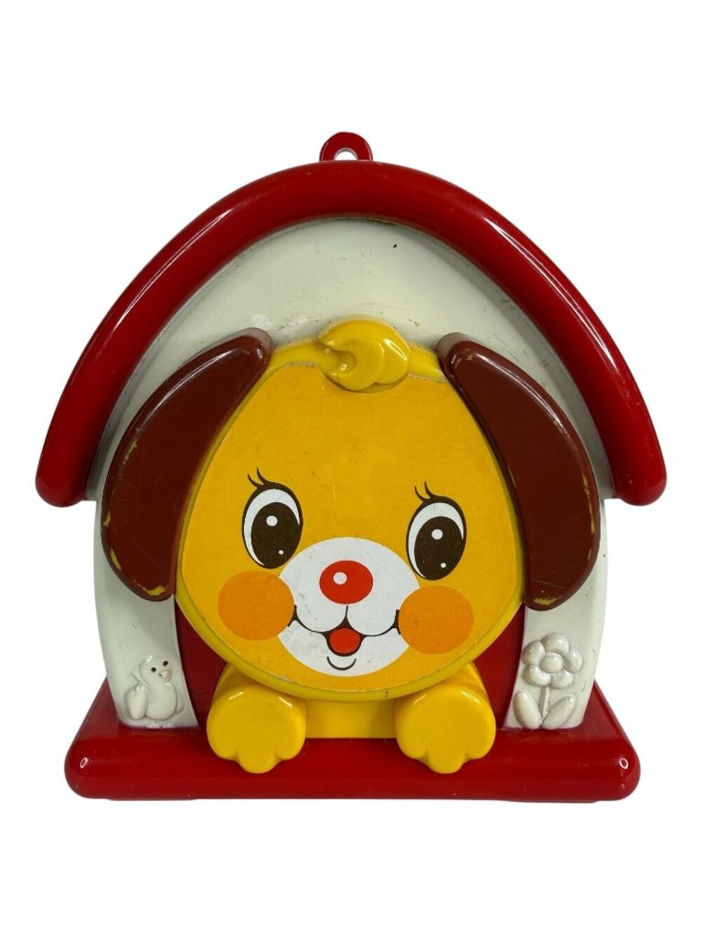 Vintage Sankyo Doghouse Toy Wind Up Music Box Rotating Puppy Face Made Hong Kong